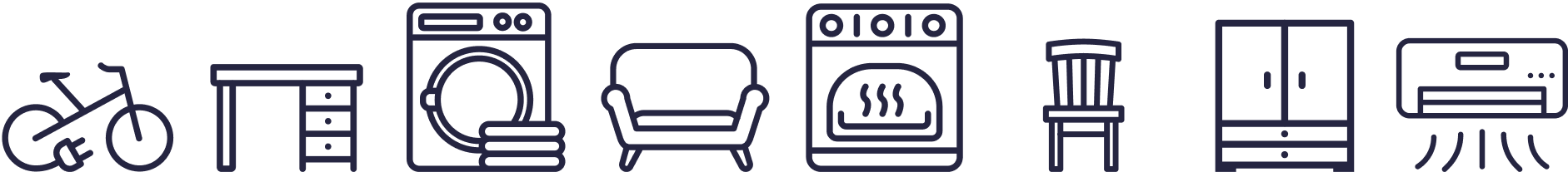 Armoire, Canapé, Chaise, Clim, Équipement de loisir, Four, Machine à laver, Mobilier